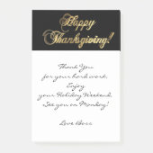 Happy Thanksgiving: zwarte en gouden tekst Post-it® Notes (Voorkant)