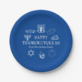 Happy Thanksgivukkah blauwe Thanksgiving Hanukkah Papieren Bordje