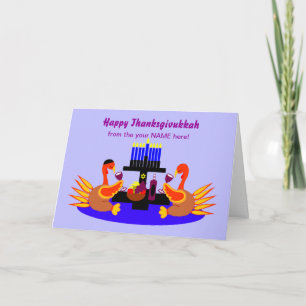 Happy Thanksgivukkah Funny Turkije Wenskaart Feestdagen Kaart