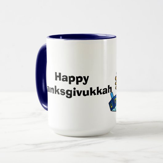 Happy Thanksgivukkah Joodse Turkse Mok (Voorkant links)