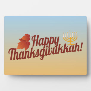 Happy Thanksgivukkah Menorah/Leaf Fotoplaat