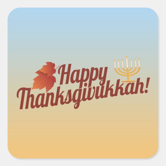 Happy Thanksgivukkah Menorah/Leaf Vierkante Sticker (Voorkant)