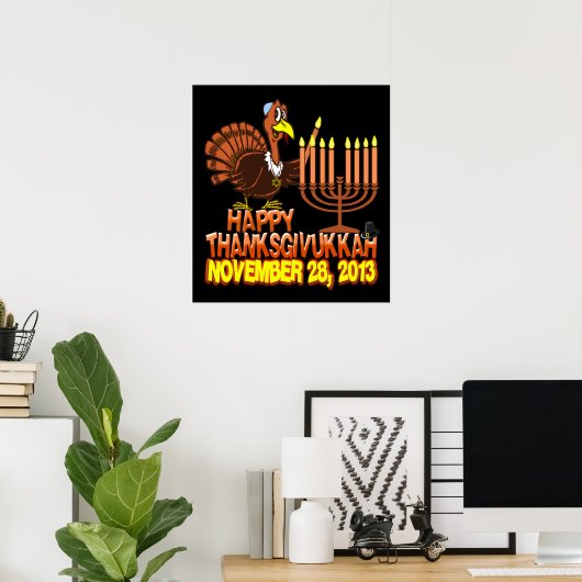 Happy Thanksgivukkah Thankgiving Hanukkah Poster (Thuiskantoor)