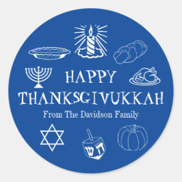 Happy Thanksgivukkah Thanksgiving Hanukkah bevoord Ronde Sticker
