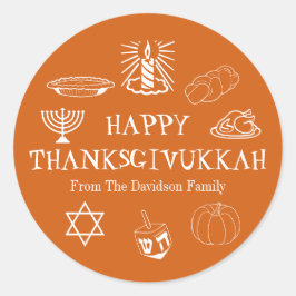 Happy Thanksgivukkah Thanksgiving Hanukkah bevoord Ronde Sticker