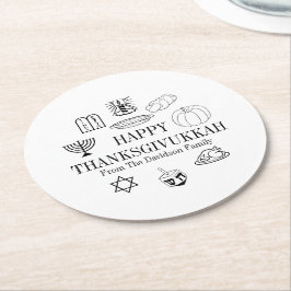 Happy Thanksgivukkah Thanksgiving Hanukkah Ronde Kartonnen Onderzetter