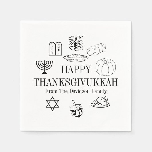 Happy Thanksgivukkah Thanksgiving Hanukkah Servet (Voorkant)