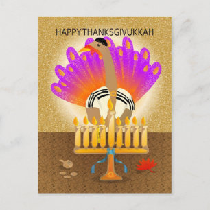 Happy Thanksgivukkah Turkey Briefkaart
