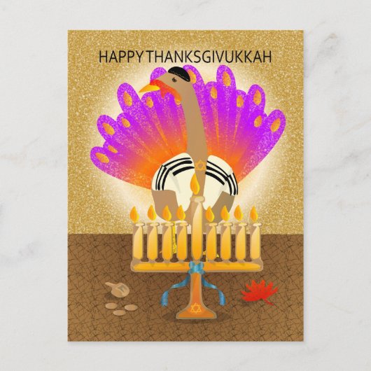 Happy Thanksgivukkah Turkije Briefkaart (Voorkant)