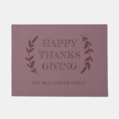 HAPPY THANKSGIVY Familienaam Burgundy Deurmat (Voorkant)