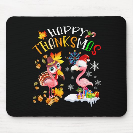 Happy Thanksmas Flamingo Couple Thanksgiving Chris Muismat (Voorkant)