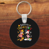 Happy Thanksmas Flamingo Couple Thanksgiving Chris Sleutelhanger (Voorkant)