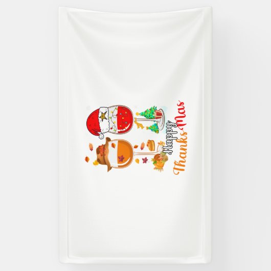 Happy Thanksmas Wine Thanksgiving Christmas Long S Spandoek (Verticaal)