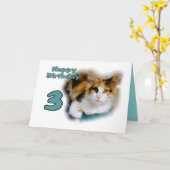 Happy Third Birthday Calico Cat Kaart (Gele Bloem)