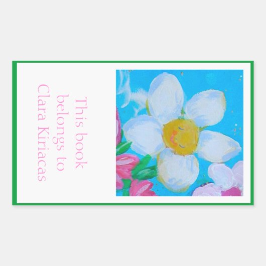 Happy Thoughts-boekenplaat Rechthoekige Sticker (Voorkant)
