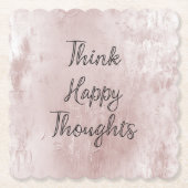 Happy Thoughts Dusty Roos Blush Pink Kartonnen Onderzetters (Voorkant)