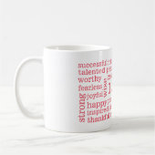 Happy Thoughts Positive I AM Statements roze Koffiemok (Links)
