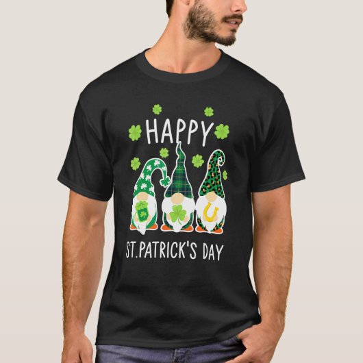 Happy Three Gnomes St Patrick's Day Green Buffalo T-shirt (Voorkant)