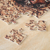 Happy Tiger Belly Up Rolling in Leaves Legpuzzel (Zijkant)