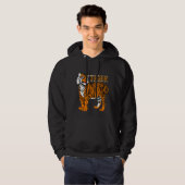 Happy tiger illustratie mannen zwart hoodie (Voorkant volledig)