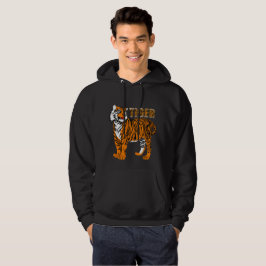 Happy tiger illustratie mannen zwart hoodie