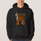 Happy tiger illustratie mannen zwart hoodie (Voorkant)