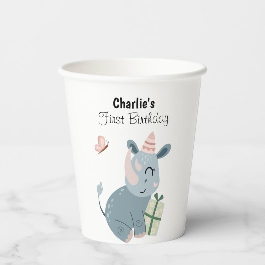 Happy Tiger met feest pet en cadeaus, verjaardag Papieren Bekers (Achterkant)