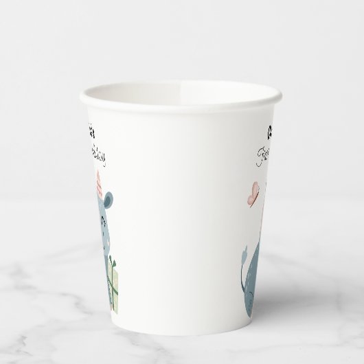 Happy Tiger met feest pet en cadeaus, verjaardag Papieren Bekers (Links)