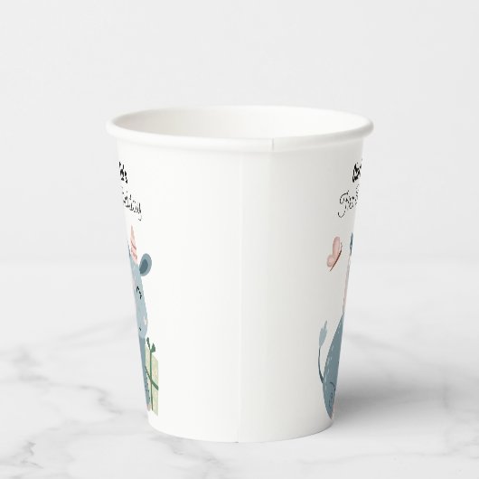 Happy Tiger met feest pet en cadeaus, verjaardag Papieren Bekers (Rechts)