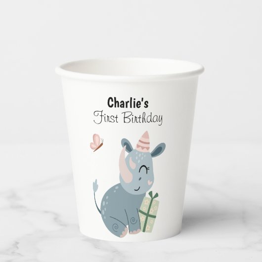 Happy Tiger met feest pet en cadeaus, verjaardag Papieren Bekers (Voorkant)