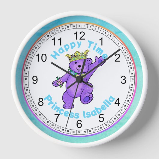 Happy Time dansend Teddy Bear Large Clock (Voorkant)