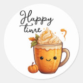 Happy Time Ronde Sticker (Voorkant)