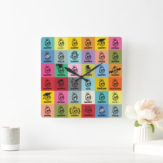 HAPPY TIME VIERKANTE KLOK (Huis)