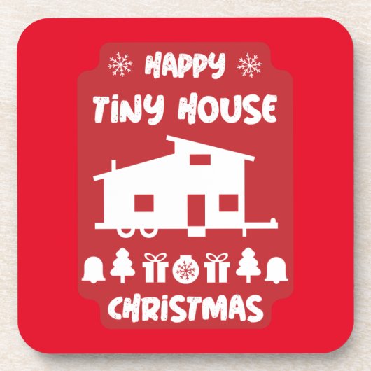 Happy Tiny House Kerstmis Bier Onderzetter (Voorkant)