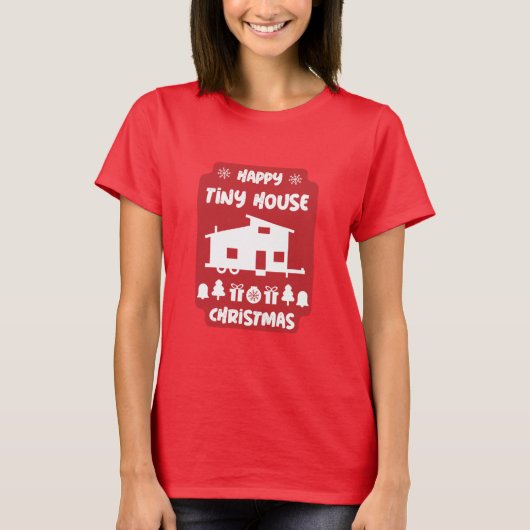 Happy Tiny House Kerstmis T-shirt (Voorkant)