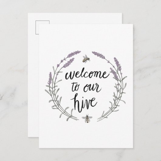 Happy to bee Home Words II | Welkom bij onze Hive Briefkaart (Voorkant / Achterkant)