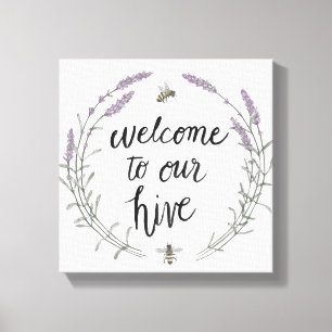 Happy to bee Home Words II   Welkom bij onze Hive Canvas Afdruk