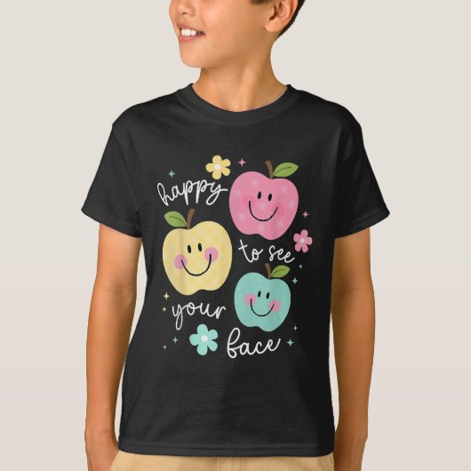 Happy To See Your Face Groovy Smile Face Teacher  T-shirt (Voorkant)