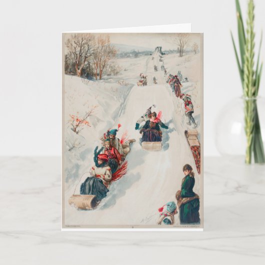 Happy Tobogganing Feestdagen Kaart (Voorkant)