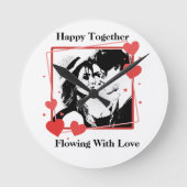 Happy Together vloeiend van liefde hart Lijst Wall Ronde Klok (Voorkant)