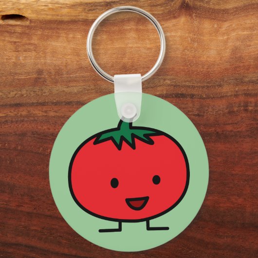 Happy Tomato Red Vegetable Fruit Sleutelhanger (Voorkant)