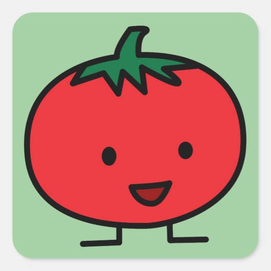 Happy Tomato Red Vegetable Fruit Vierkante Sticker (Voorkant)