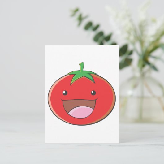 Happy Tomato Smiling Briefkaart (Staand voorkant)