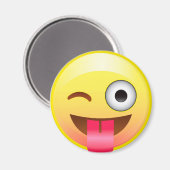 Happy Tongue Out Wink Emoji Grappige Gezichtsmagne Magneet (Voorkant / Achterkant)