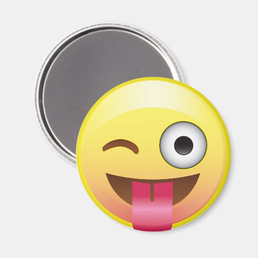 Happy Tongue Out Wink Emoji Grappige Gezichtsmagne Magneet (Voorkant / Achterkant)