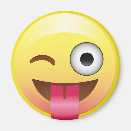 Happy Tongue Out Wink Emoji Grappige Gezichtsmagne Magneet (Voorkant)