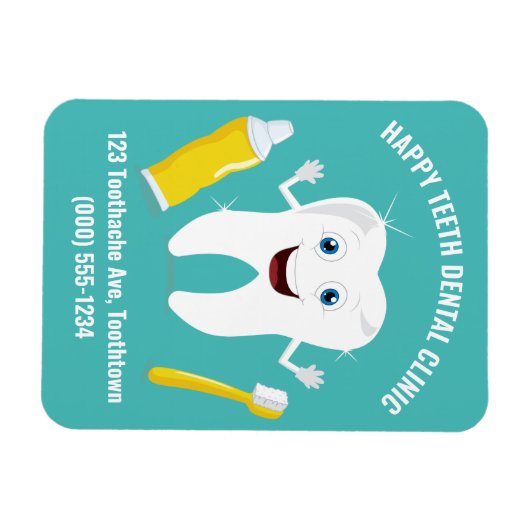 Happy Tooth aangepaste tekstmagneet Magneet (Horizontaal)