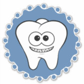 Happy Tooth Blue Sticker (Voorkant)