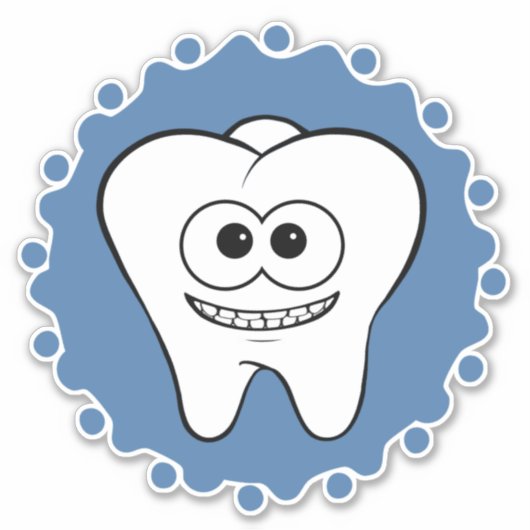 Happy Tooth Blue Sticker (Voorkant)