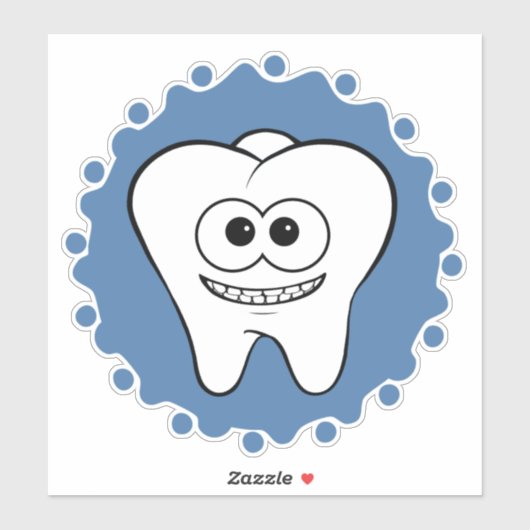 Happy Tooth Blue Sticker (Vel)